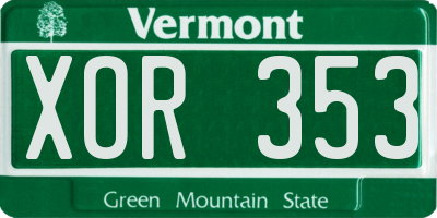 VT license plate XOR353