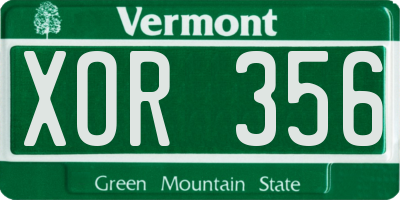 VT license plate XOR356