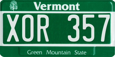 VT license plate XOR357