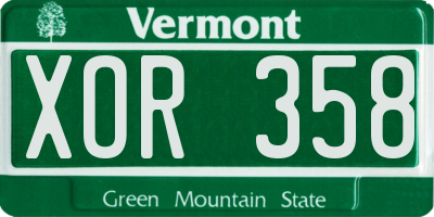 VT license plate XOR358