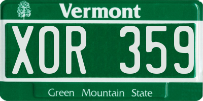VT license plate XOR359