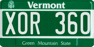 VT license plate XOR360