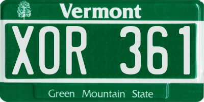 VT license plate XOR361
