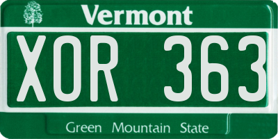 VT license plate XOR363