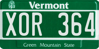 VT license plate XOR364
