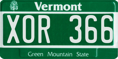 VT license plate XOR366