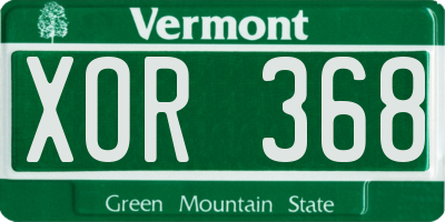 VT license plate XOR368