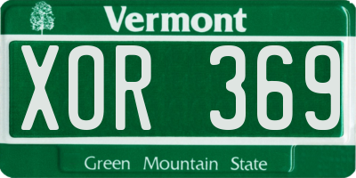 VT license plate XOR369