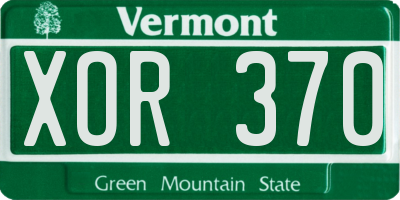 VT license plate XOR370