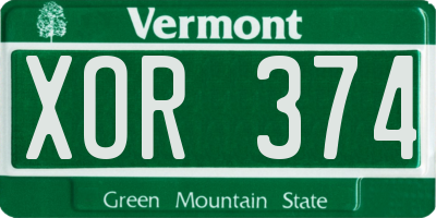 VT license plate XOR374