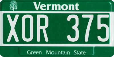 VT license plate XOR375