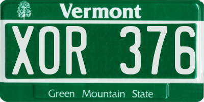 VT license plate XOR376