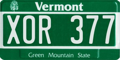 VT license plate XOR377