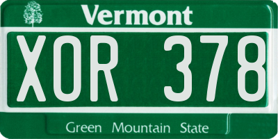 VT license plate XOR378
