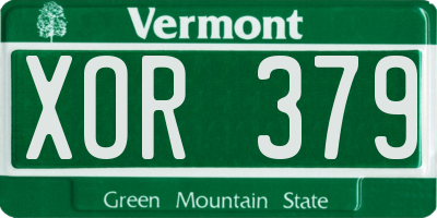 VT license plate XOR379