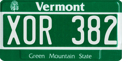 VT license plate XOR382