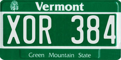 VT license plate XOR384