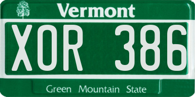VT license plate XOR386