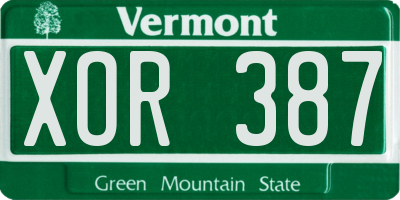 VT license plate XOR387