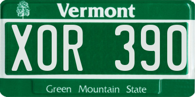 VT license plate XOR390