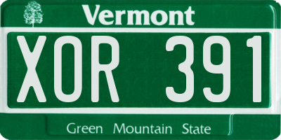 VT license plate XOR391