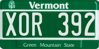 VT license plate XOR392