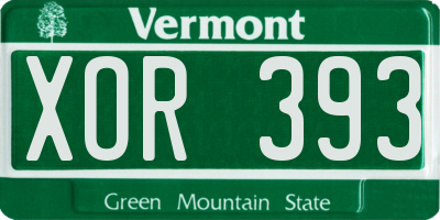 VT license plate XOR393