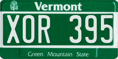 VT license plate XOR395