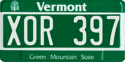 VT license plate XOR397