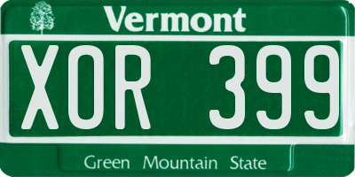 VT license plate XOR399