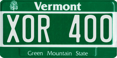 VT license plate XOR400