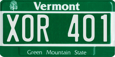 VT license plate XOR401