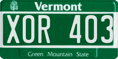 VT license plate XOR403