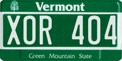 VT license plate XOR404