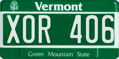 VT license plate XOR406