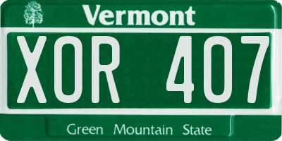 VT license plate XOR407