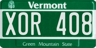 VT license plate XOR408