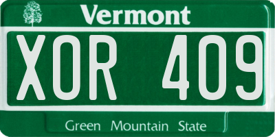 VT license plate XOR409