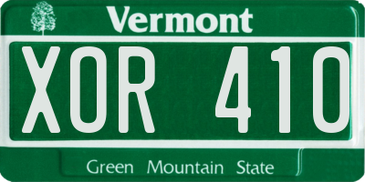 VT license plate XOR410