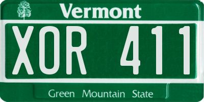 VT license plate XOR411