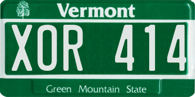 VT license plate XOR414