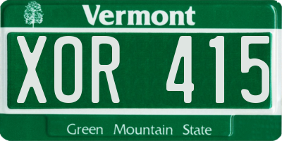 VT license plate XOR415