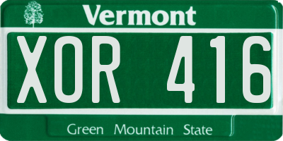 VT license plate XOR416