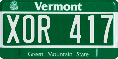 VT license plate XOR417