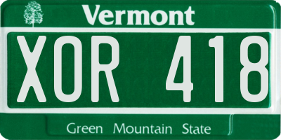 VT license plate XOR418