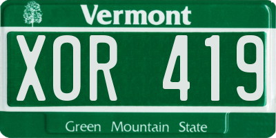 VT license plate XOR419