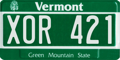 VT license plate XOR421