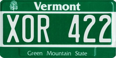 VT license plate XOR422