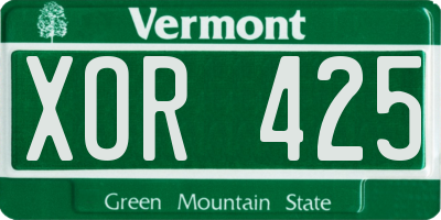 VT license plate XOR425