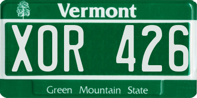VT license plate XOR426